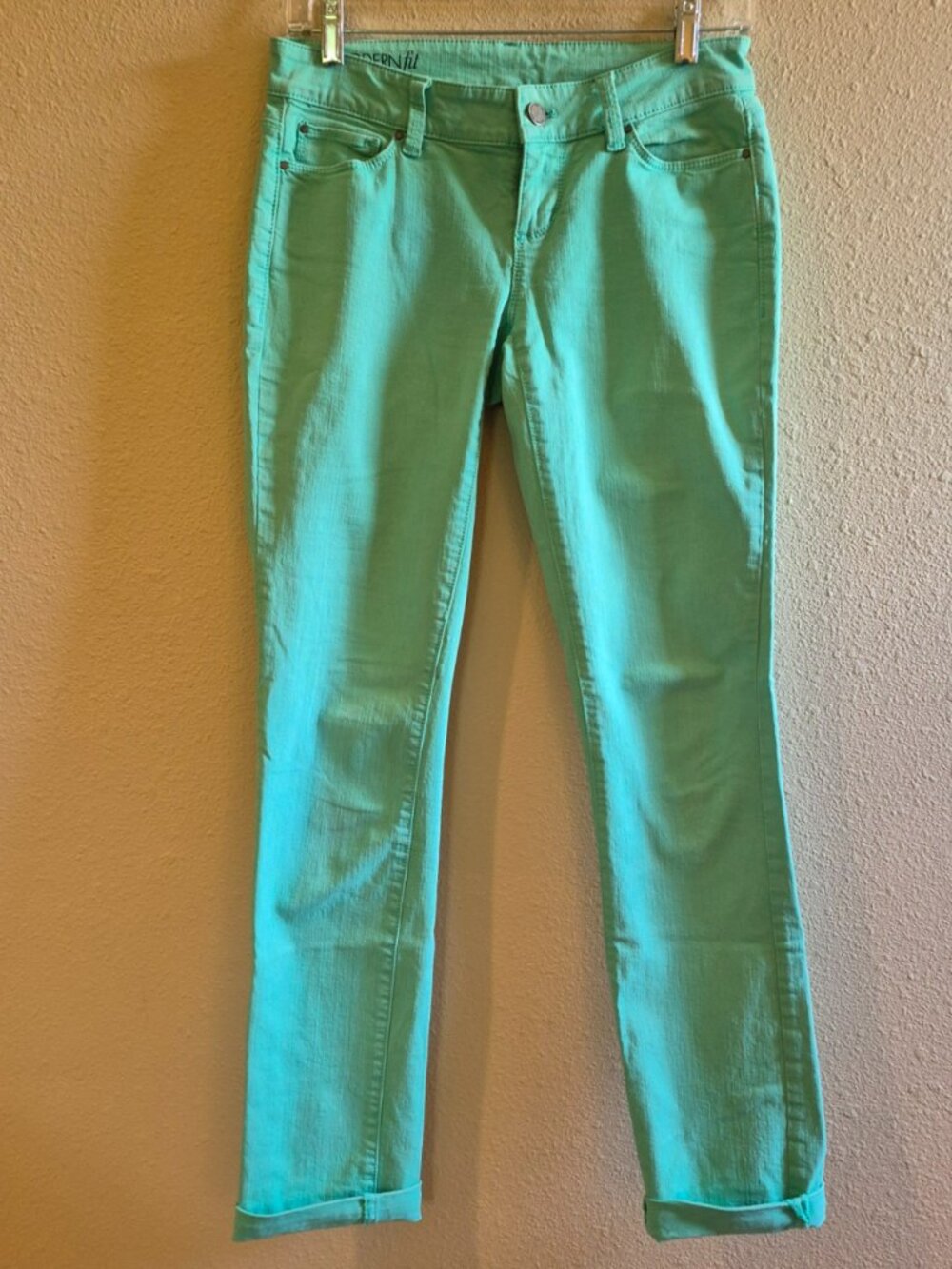 Ann Taylor Modern Fit Stretch Denim Jeans in Spring Green